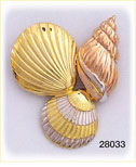 14K Tri Color Gold Sea Shells Slide
