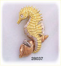 14K Tri Color Gold Seahorse Slide