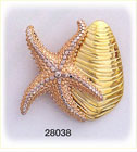 14Kt Tri Color Gold Starfish And Shell Slide