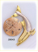 14K Tri Color Gold Dolphin / Sand Dollar Slide