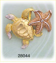 14Kt Tri Color Gold Sea Turtle Slide