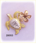 14K Tri Color Gold Sea Turtle Slide