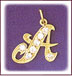 14Kt Gold Script Initial CZ Charm