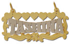 14K Gold Two Tone Personalized Nameplate with Polished Heart Frame