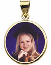 14K Gold Large Round Photo Pendant