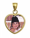 14K Gold Small Heart Photo Pendant