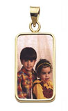 14K Gold Medium Rectangle Photo Pendant