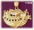 14K Gold Detailed Noah's Ark Pendant