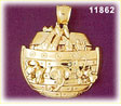 14K Gold Noah Ark Pendant w/Animals