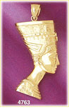 14K Gold Egyptian Queen Nefertiti Pendant