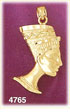 14K Gold Ancient Royal Egyptian Queen Nefertiti Pendant