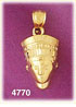 14K Gold Egyptian Queen Nefertiti Face Pendant