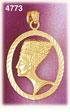 14K Gold Encircled Egyptian Queen Nefertiti Pendant