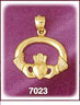 14Kt Gold Oval Irish Claddagh Pendant