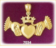 14Kt Gold Polished Irish Claddagh Pendant