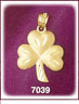 14kt gold etched shamrock pendant