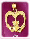 14Kt Gold Claddagh Heart Medallion Pendant
