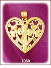 14Kt Gold Shamrock w/Heart Pendant