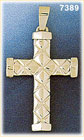 14K White Gold Hollow Diamond Cross Pendant