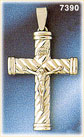 14K White Gold Hollow INRI Cross Pendant w/Jesus