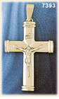 14K White Gold Hollow Cross Crucifix Pendant