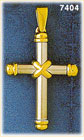 14K Two Tone Gold Hollow White Gold Cross Pendant w/Yellow Gold Criss Cross