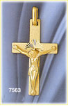 14K Gold Crucifix w/Jesus Christ & Diamond Cut Halo Pendant