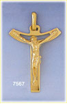 14K Gold Crucifix w/Body Of Jesus & Contoured Arm Pendant