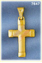 14K Tri Color Gold Cross Pendant w/Tri Color Diagonal Stripes