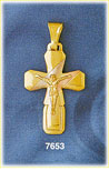 Jesus On The Cross 14K Tri Color Gold Pendant