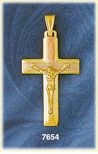 14K Tri Color Gold Jesus On The Cross Pendant w/Diamond Pattern