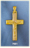 14K Tri Color Gold Jesus On The Cross Pendant