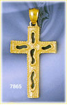 14K Gold Designer Cross Pendant