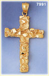 14k gold gold nugget cross pendant
