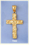 Classic 14K Gold Gold Nugget Cross Pendant
