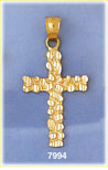 14K Gold Cross Gold Nugget Pendant