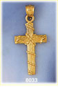 14K Gold Cross Wrapped In Rope Pendant