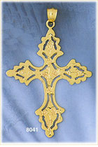 14K Gold Fancy Cross Pendant w/Cutout Gold Nugget Design