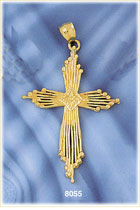 14K Gold Radiating Cross Pendant