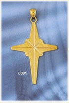 14K Gold North Star Cross Pendant
