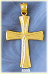 14K Gold Cross w/Sunburst Design Pendant