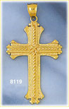 14K Gold Cross w/Rope Pattern Pendant