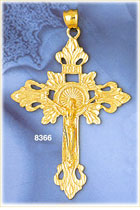 Radiant 14K Gold Jesus On Crucifix INRI Pendant