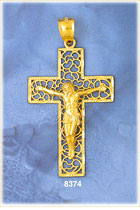 14K Gold Large Crucifix Adorned w/Body Of Christ Pendant