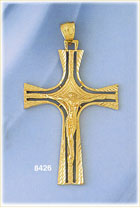 14K Gold Diamond Cut Elegant Crucifix w/Body Of Christ Pendant