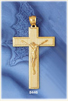 14K Gold Crucifix w/Sculpted Body Of Christ Pendant