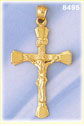 14k gold multi-textured inri crucifix with jesus pendant