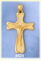 14k gold textured crucifix with jesus & polished trim pendant