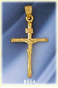 14K Gold Crucifix w/INRI & Jesus Pendant 3D