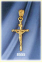 14Kt Gold 3D Crucifix Charm w/INRI Above Jesus